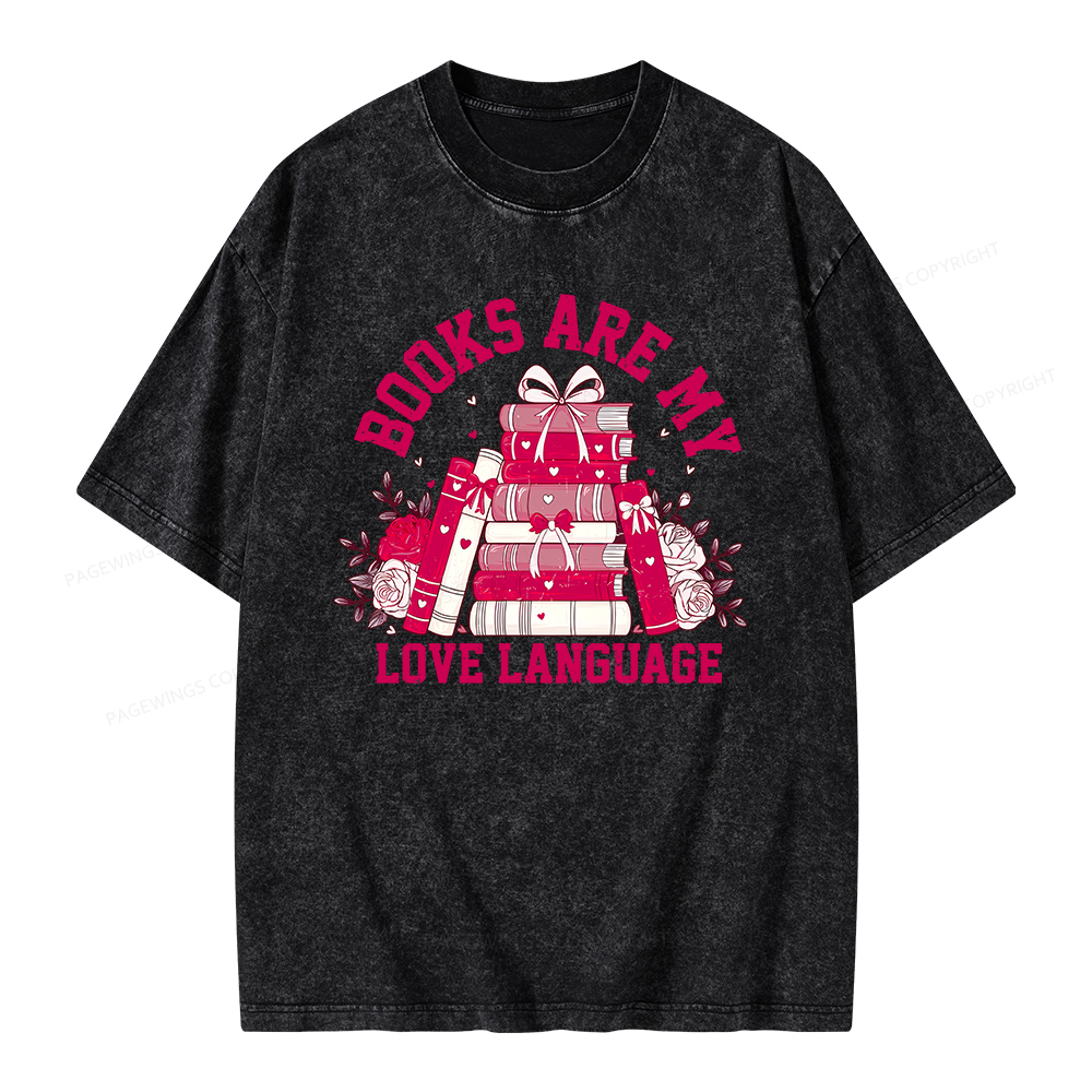 Pagewing Valentine Book Lover Design Gift for Valentine Unisex Washed T-shirt
