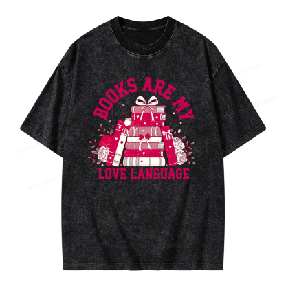 Pagewing Valentine Book Lover Design Gift for Valentine Unisex Washed T-shirt