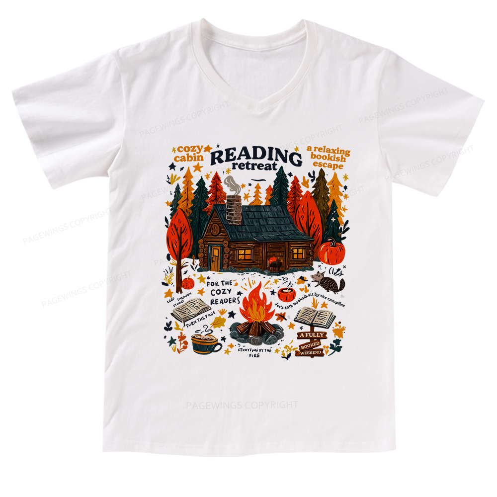 Pagewings Reading Retreat V-neck T-shirt