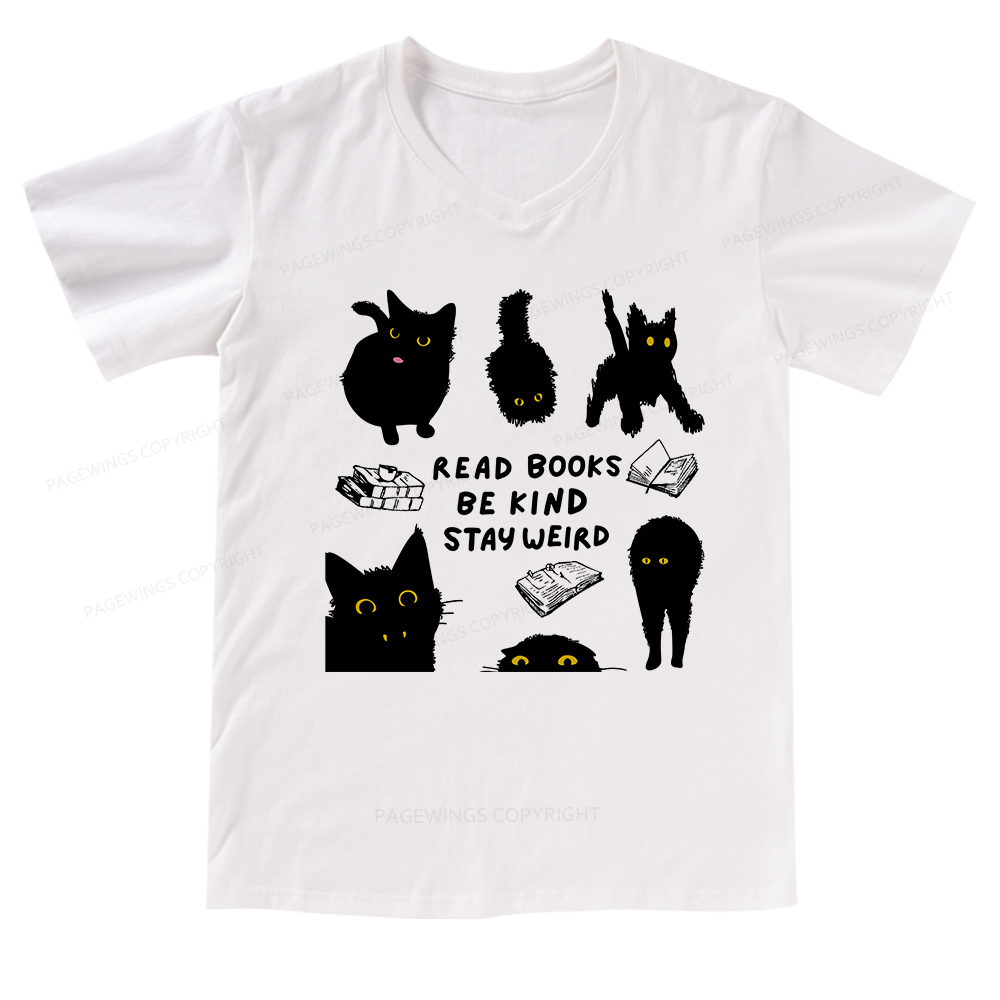 Pagewings Read Books Be Kind Stay Weird V-neck T-shirt