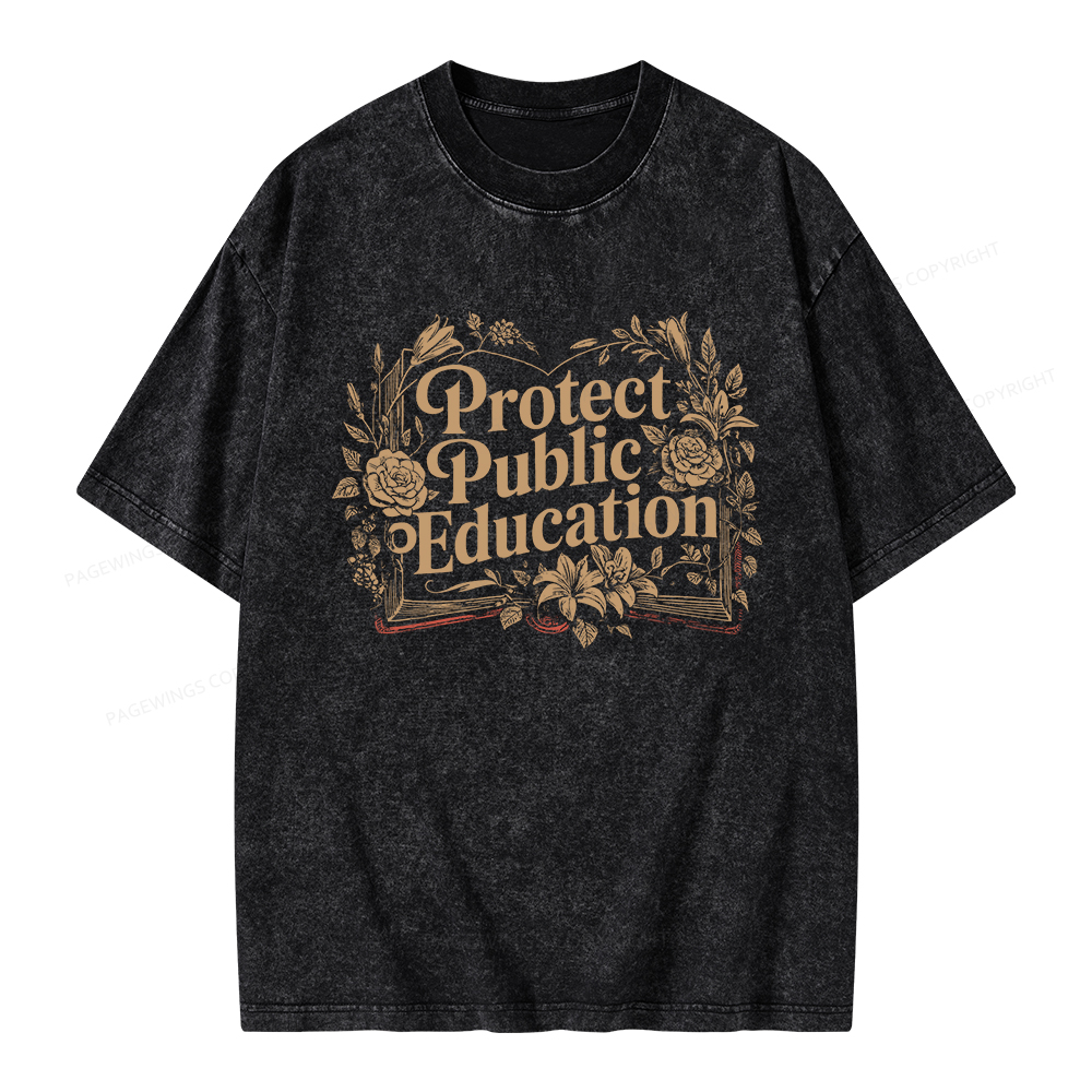 Pagewings Protect Public Education Unisex Washed T-shirt
