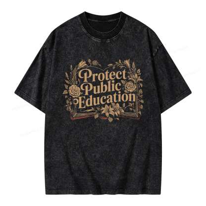 Pagewings Protect Public Education Unisex Washed T-shirt