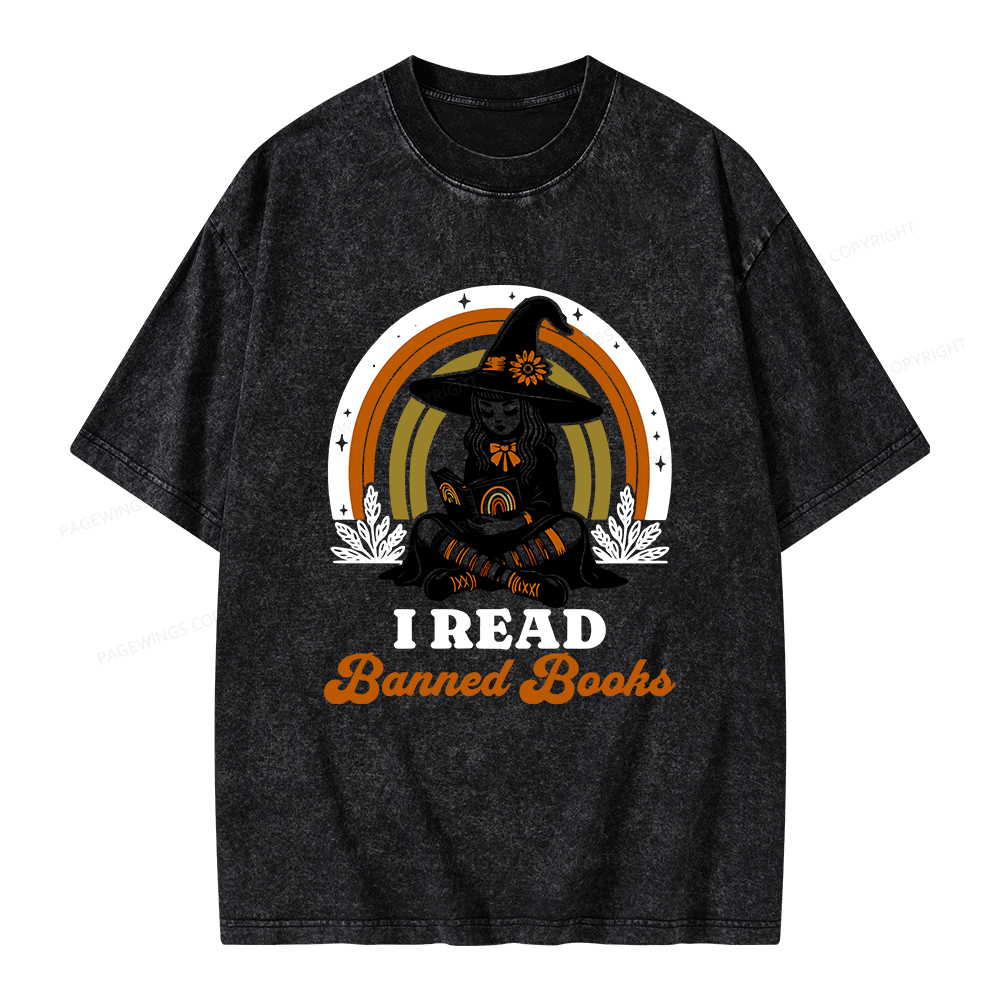 Pagewings I Read Banned Books Unisex Washed T-shirt