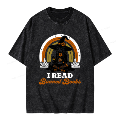 Pagewings I Read Banned Books Unisex Washed T-shirt
