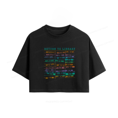 Pagewings Vintage Library Rainbow Women Crop Tops