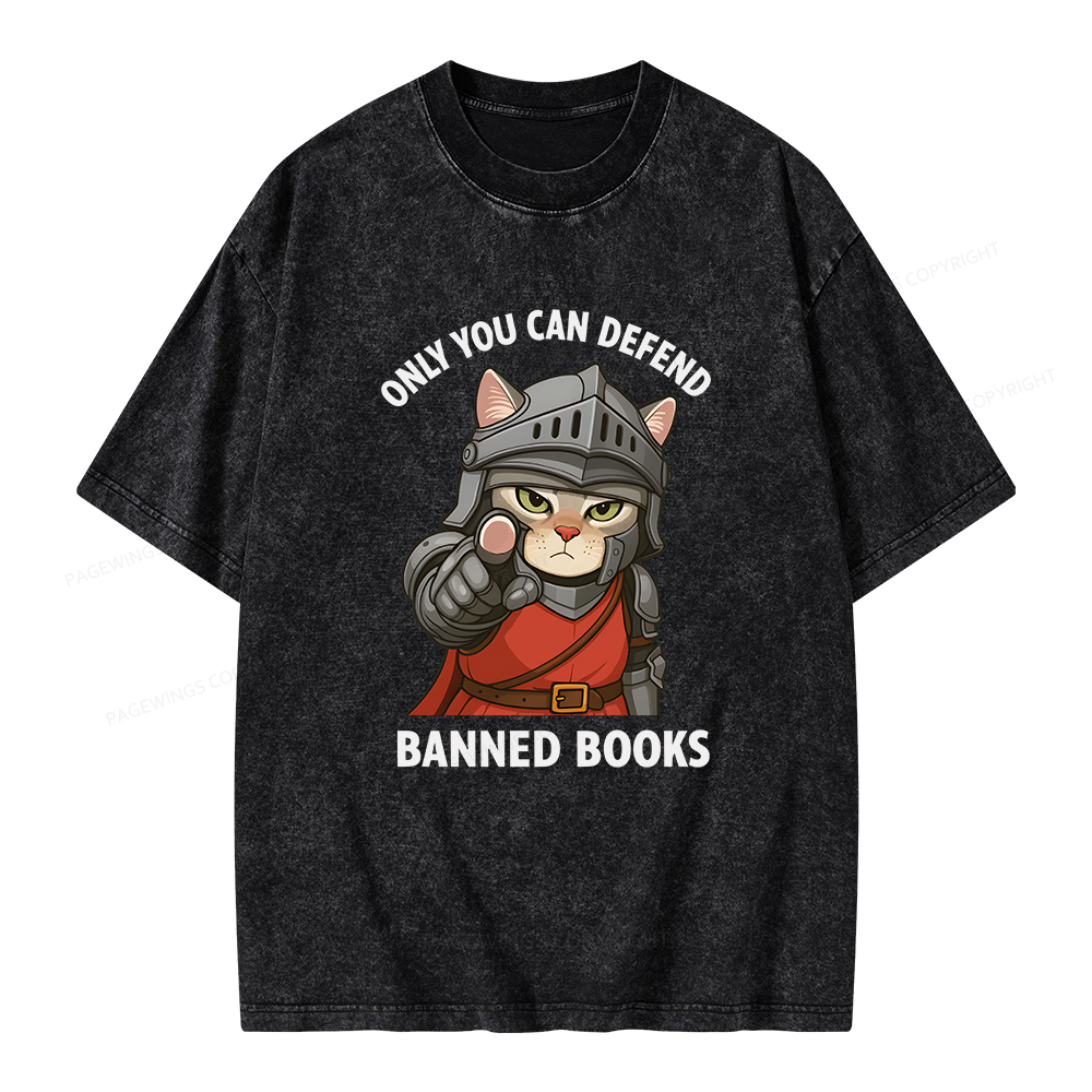 Pagewings Only You Can Defend Banned Books Unisex Washed T-shirt