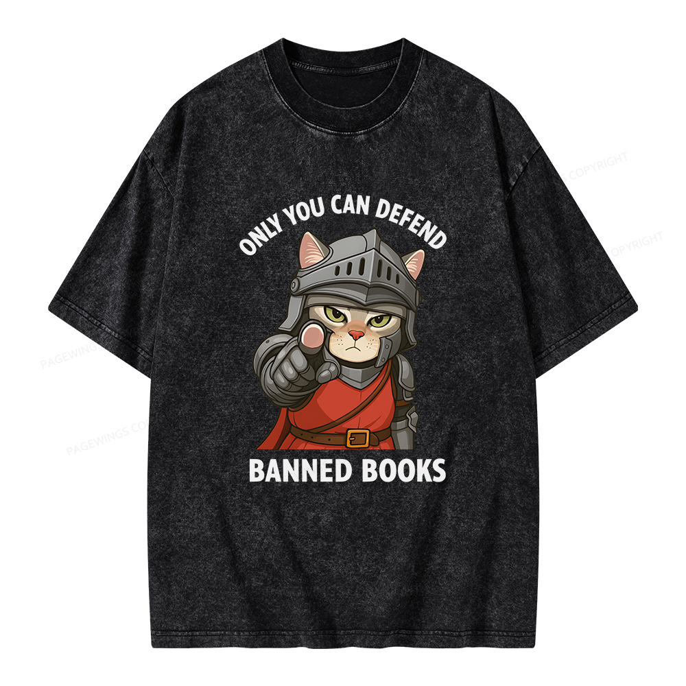 Pagewings Only You Can Defend Banned Books Unisex Washed T-shirt