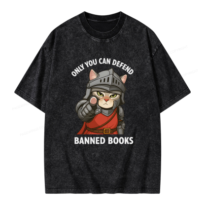Pagewings Only You Can Defend Banned Books Unisex Washed T-shirt