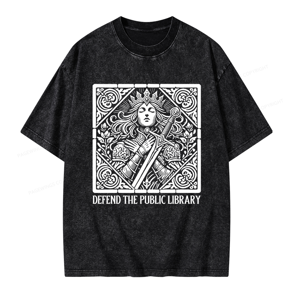 Pagewings Defend The Public Library Unisex Washed T-shirt