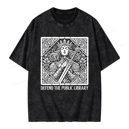 Pagewings Defend The Public Library Unisex Washed T-shirt