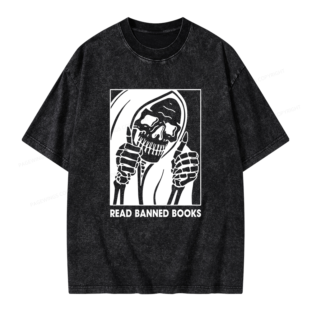 Pagewings Read Banned Books Unisex Washed T-shirt