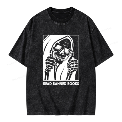 Pagewings Read Banned Books Unisex Washed T-shirt