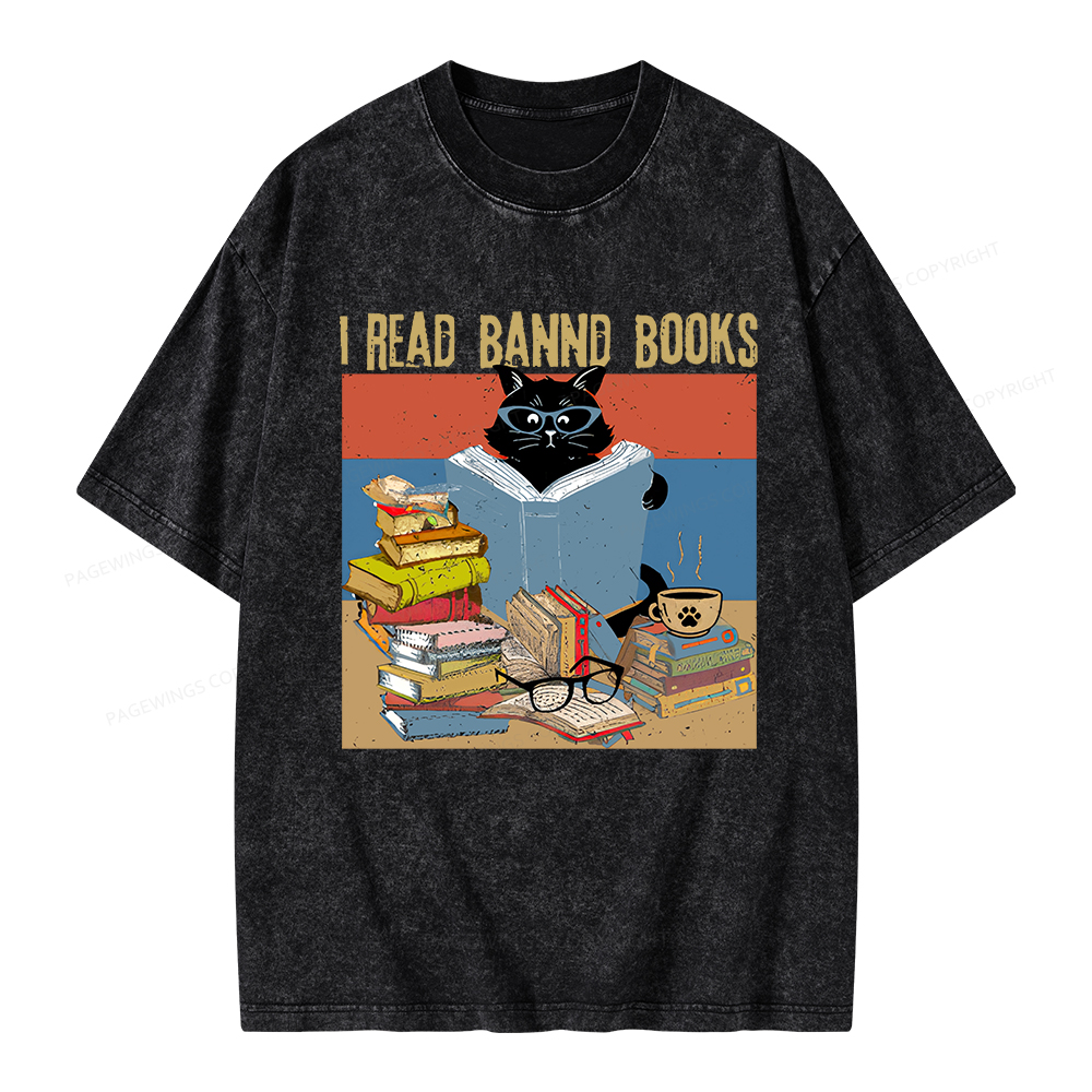 Pagewings  I Read Banned Books Unisex Washed T-shirt