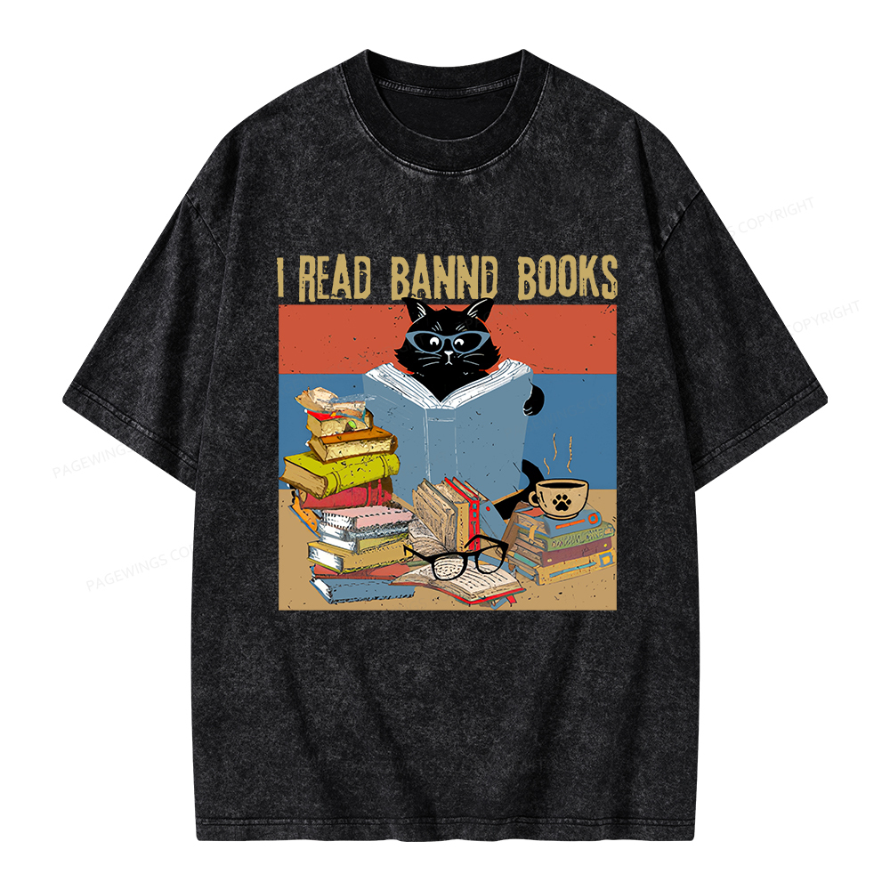 Pagewings  I Read Banned Books Unisex Washed T-shirt