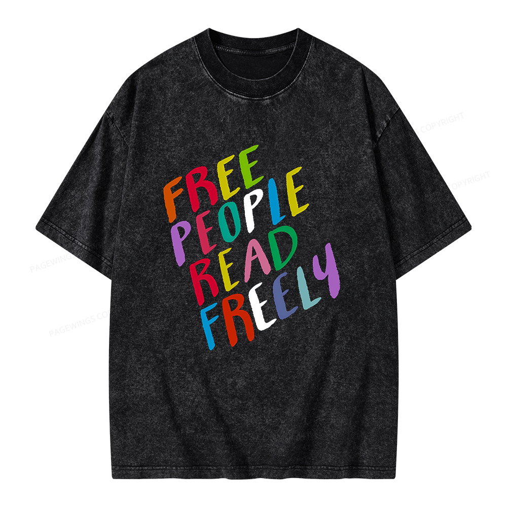Pagewings Free People Read Freely Unisex Washed T-shirt