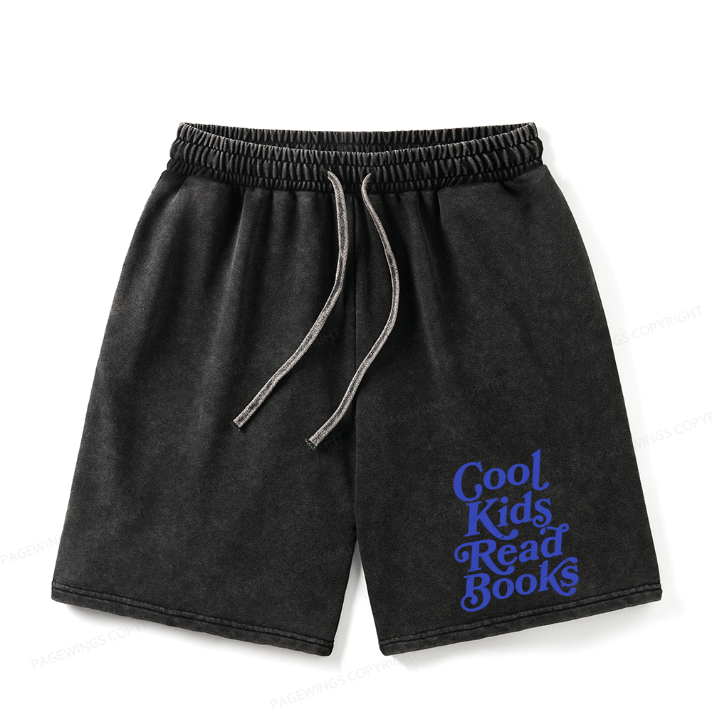 Pagewings Cool Kids Read Books Unisex Washed Shorts