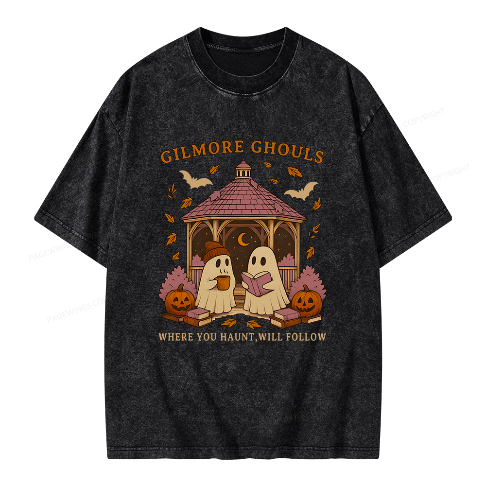 Pagewings Gilmore Ghouls Unisex Washed T-shirt