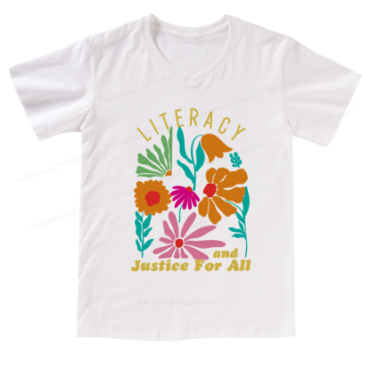 Pagewings Literacy And Justice V-neck T-shirt
