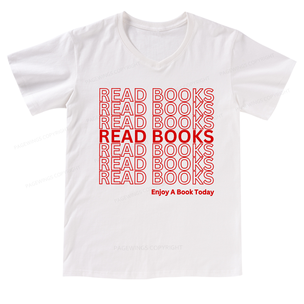 Pagewings Read Books Librarian V-neck T-shirt