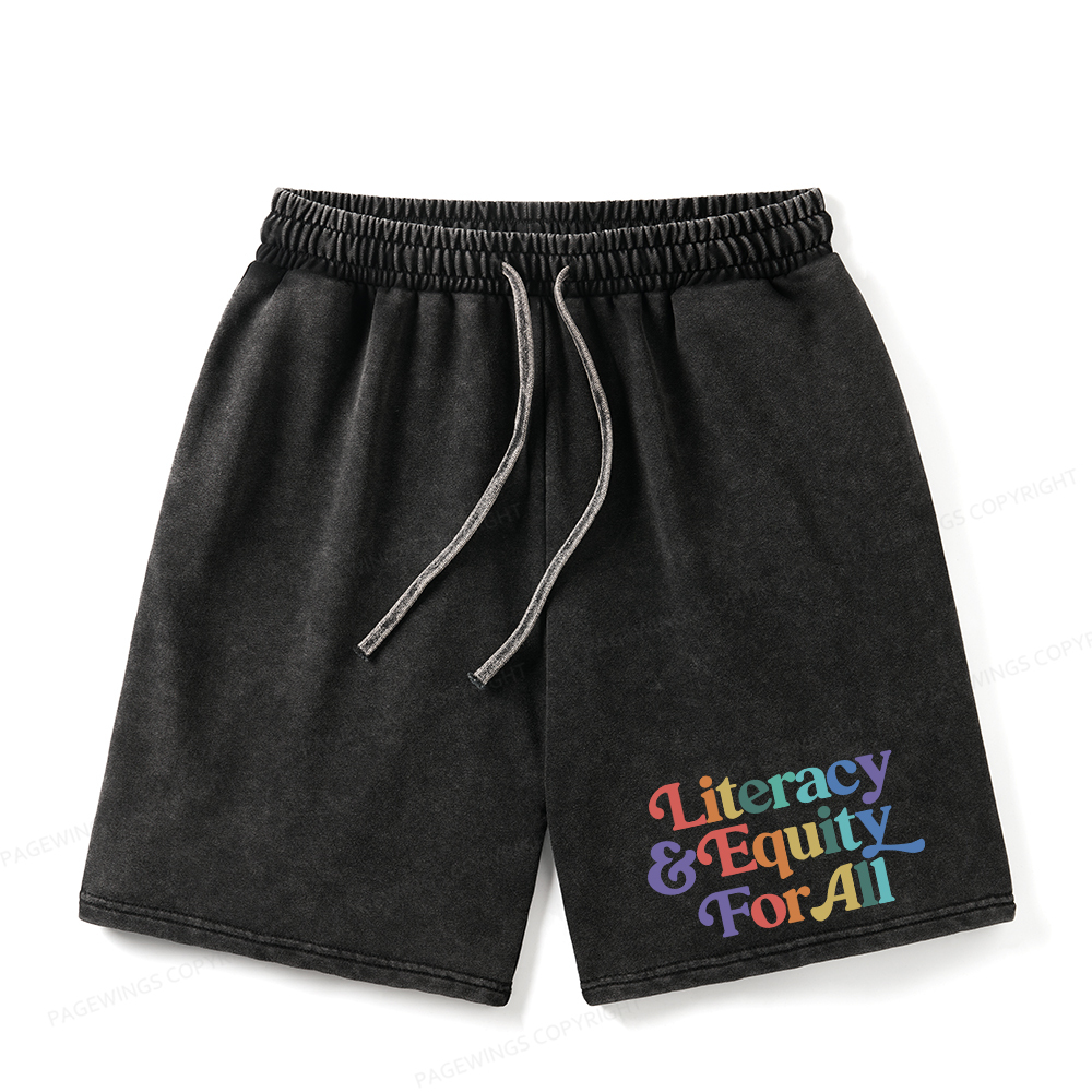 Pagewings Literacy & Equity For All Unisex Washed Shorts