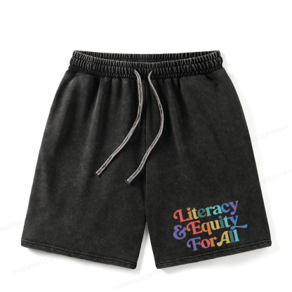 Pagewings Literacy & Equity For All Unisex Washed Shorts