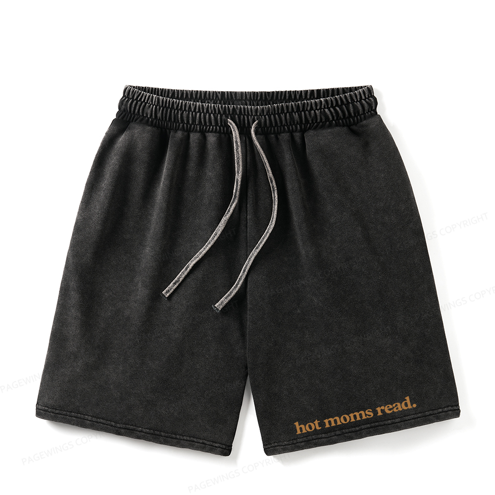 Pagewings Hot Moms Read Unisex Washed Shorts