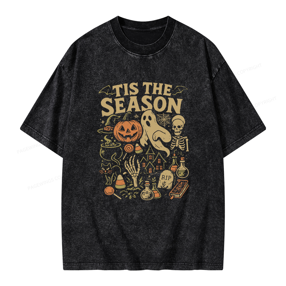 Pagewings Tis The Season Halloween Unisex Washed T-shirt