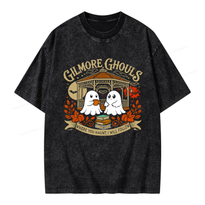Pagewings Gilmore Ghouls Unisex Washed T-shirt