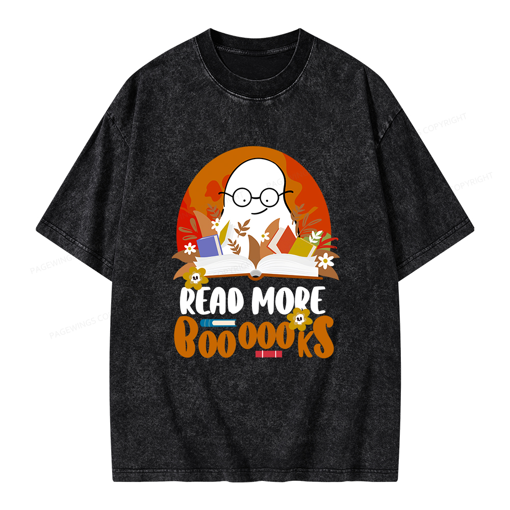Pagewings Read More Books Halloween Unisex Washed T-shirt