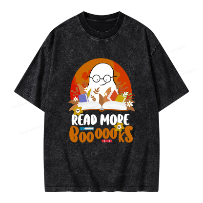 Pagewings Read More Books Halloween Unisex Washed T-shirt