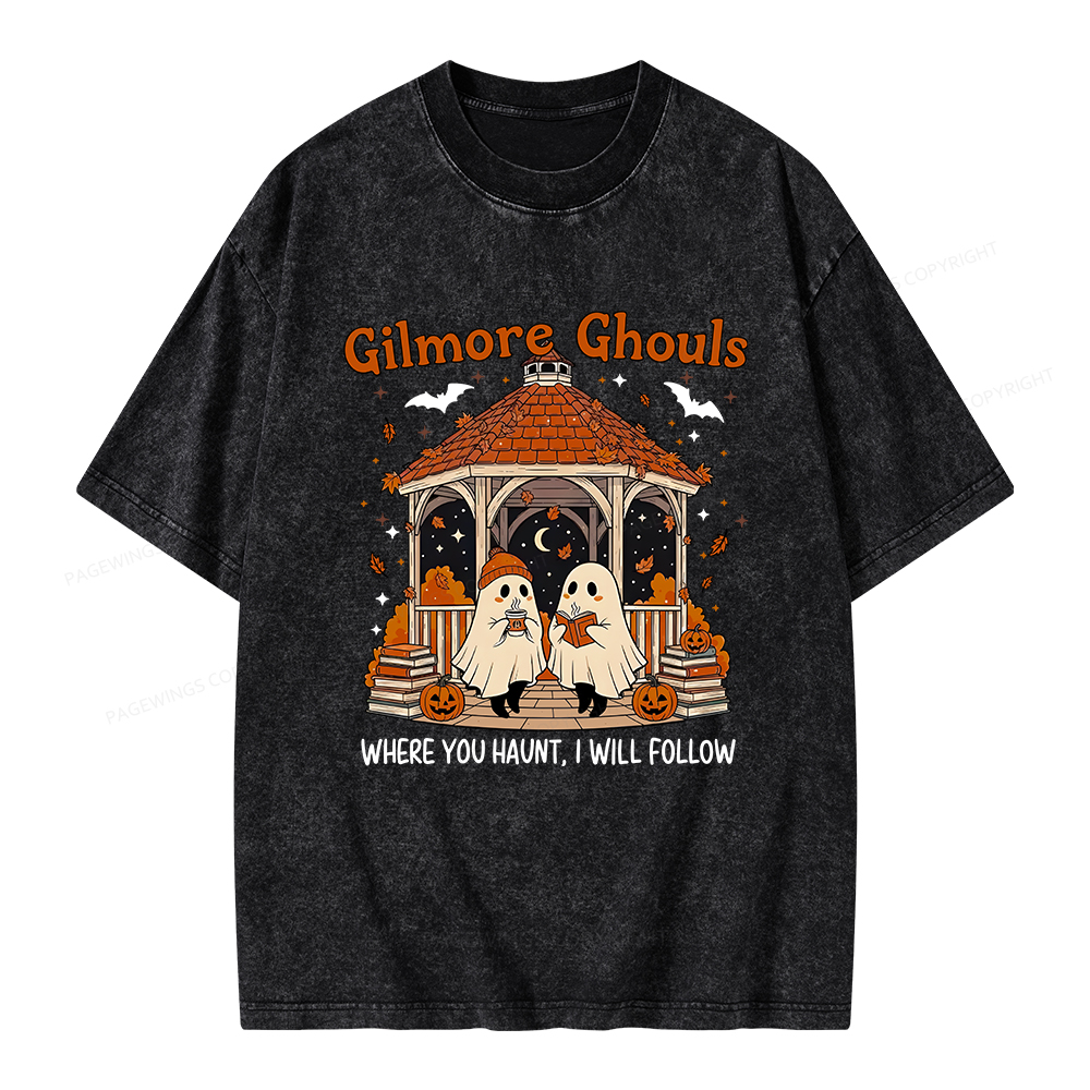 Pagewings Gilmore Ghouls Halloween Unisex Washed T-shirt