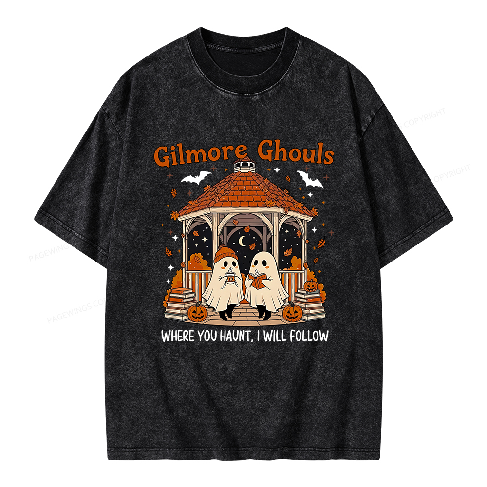 Pagewings Gilmore Ghouls Halloween Unisex Washed T-shirt