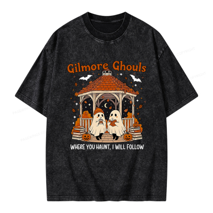 Pagewings Gilmore Ghouls Halloween Unisex Washed T-shirt