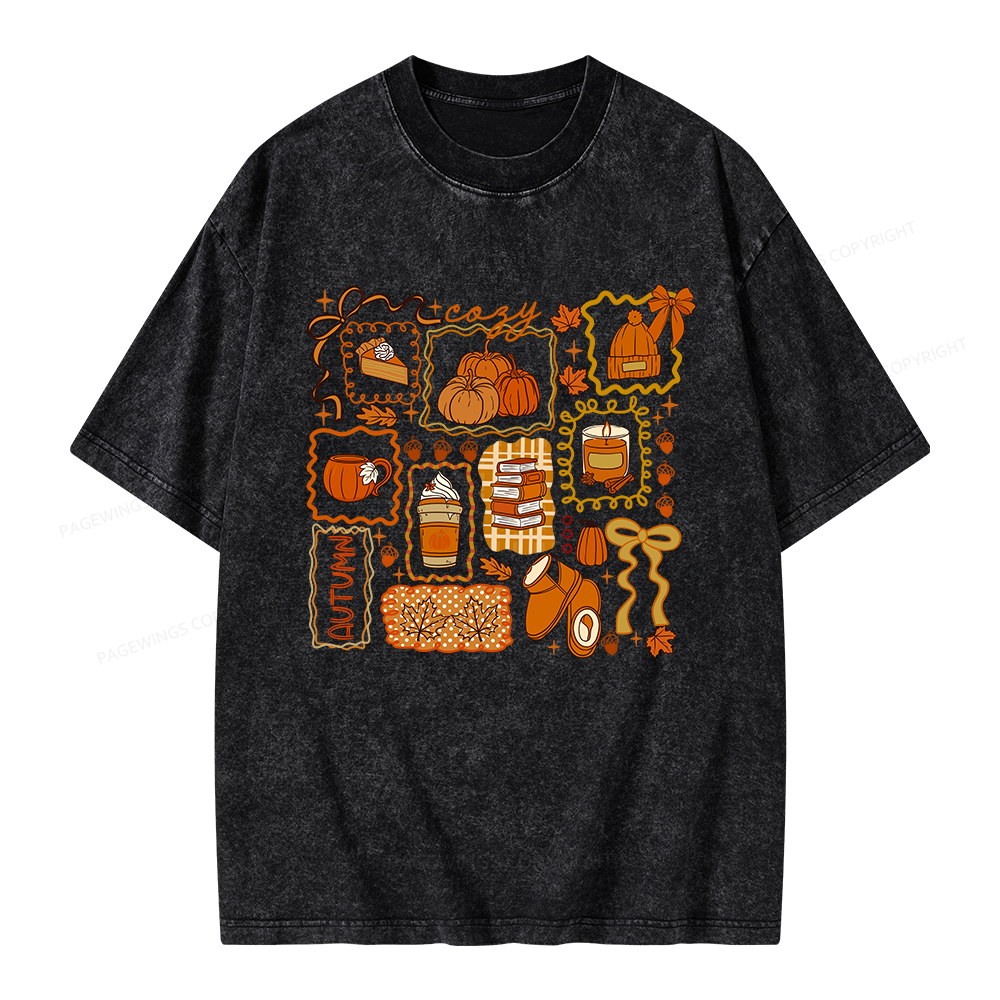 Pagewings Cozy Season Book Lover Unisex Washed T-shirt