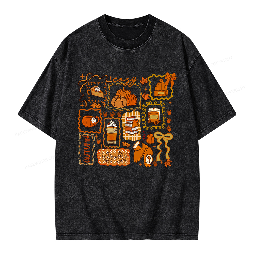 Pagewings Cozy Season Book Lover Unisex Washed T-shirt