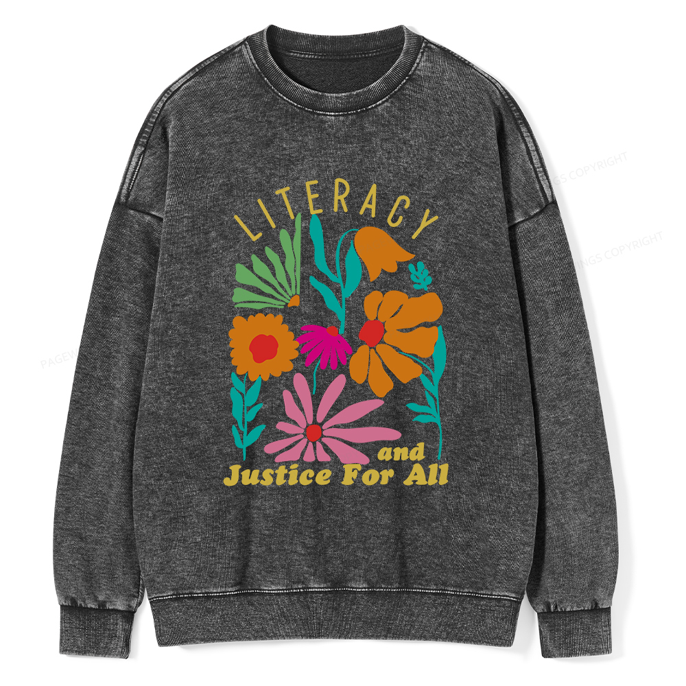 Pagewings Literacy And Justice Unisex Washed Sweatshirt