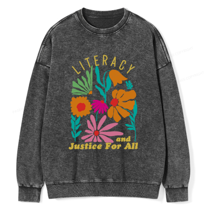 Pagewings Literacy And Justice Unisex Washed Sweatshirt