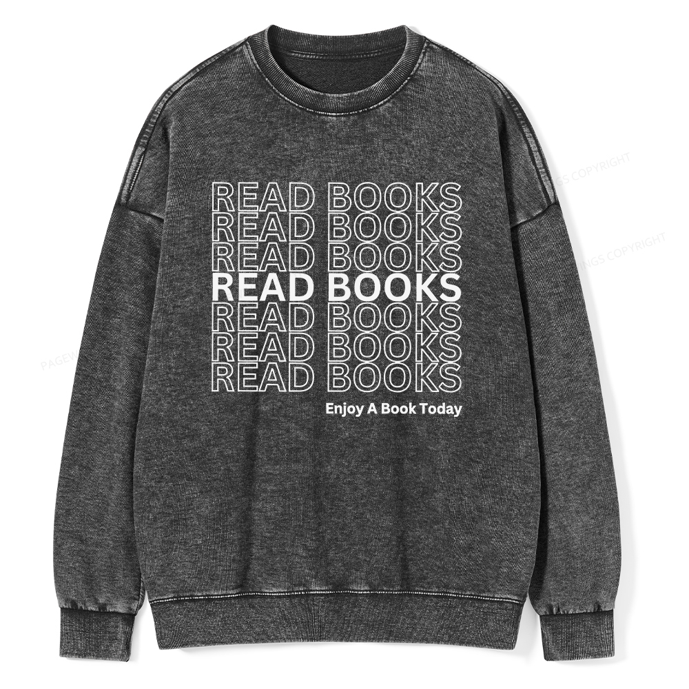 Pagewings Read Books Librarian Unisex Washed Sweatshirt