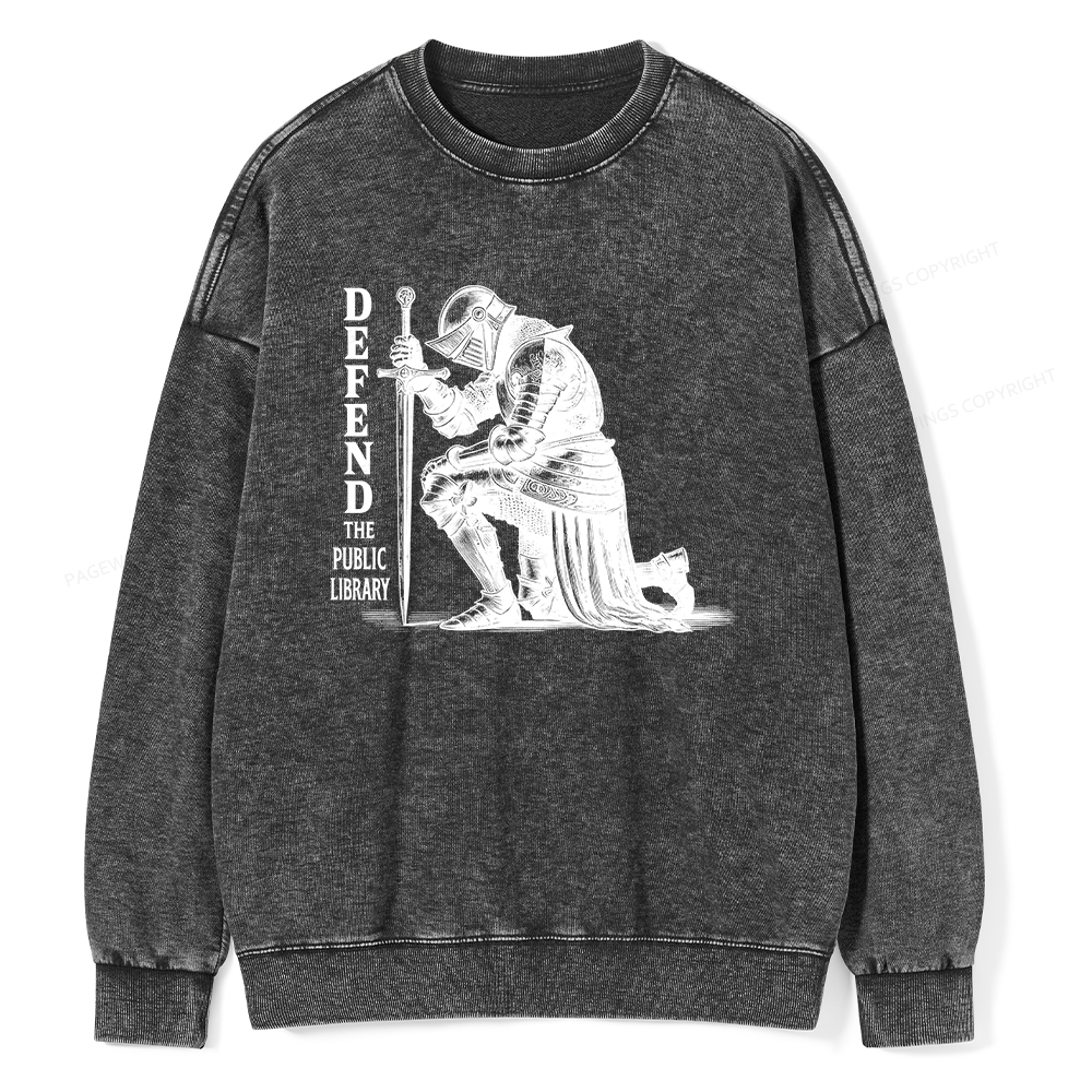Pagewings Defend the Public Library Unisex Washed Sweatshirt