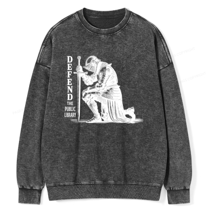 Pagewings Defend the Public Library Unisex Washed Sweatshirt