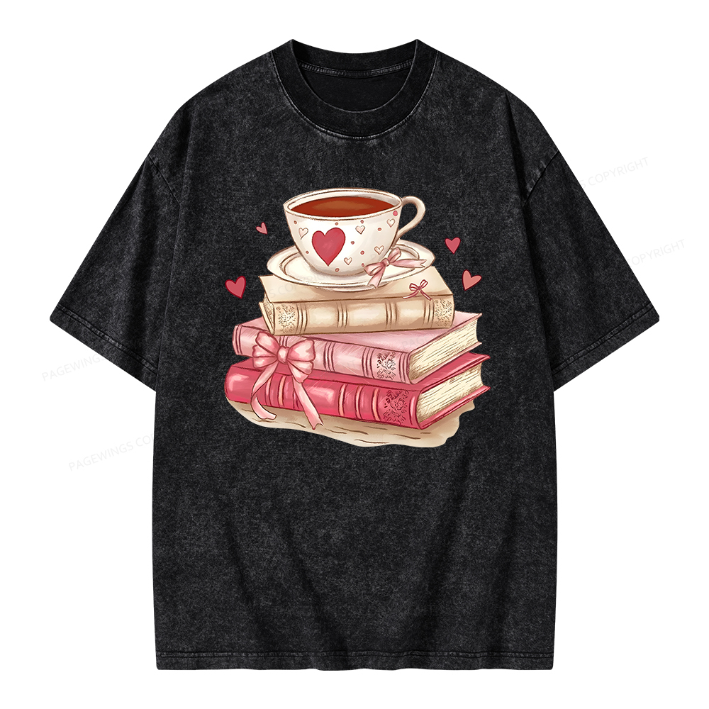 Pagewing Book Lover Valentine Sweatshirt Unisex Washed T-shirt