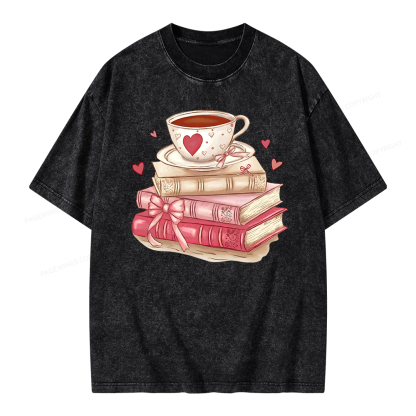 Pagewing Book Lover Valentine Sweatshirt Unisex Washed T-shirt