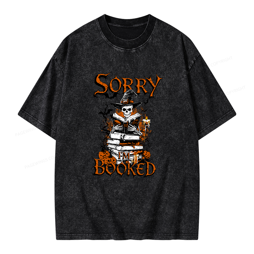 Pagewings Halloween I'm Booked Unisex Washed T-shirt