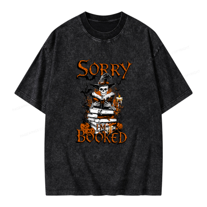 Pagewings Halloween I'm Booked Unisex Washed T-shirt