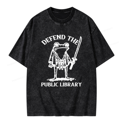 Pagewings Defend Your Public Library Unisex Washed T-shirt