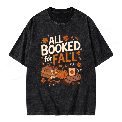 Pagewings All Booked For Fall Unisex Washed T-shirt