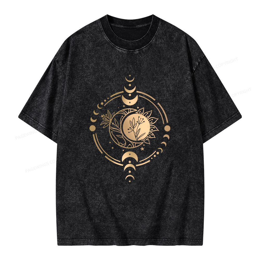 Pagewings Mystic Moon And Sun Unisex Washed T-shirt
