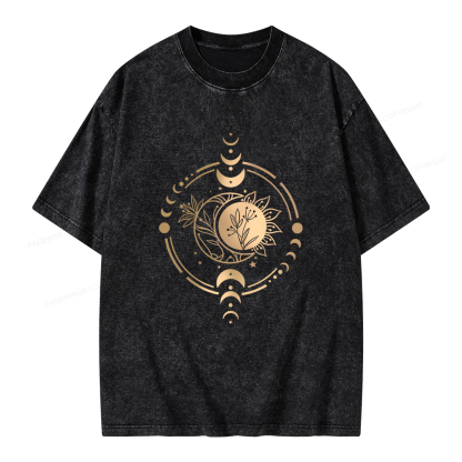 Pagewings Mystic Moon And Sun Unisex Washed T-shirt