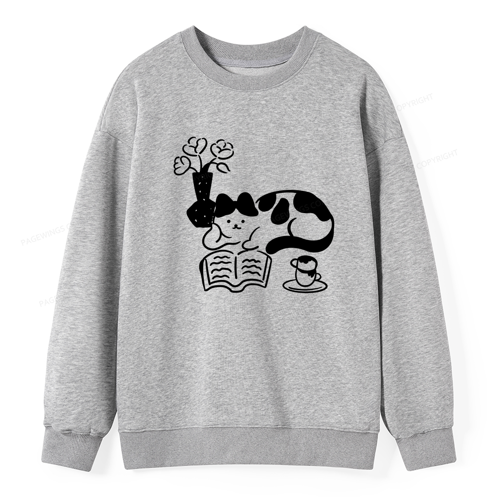 Pagewings The Cat Who Loves Reading Unisex Classic Sweatshirt