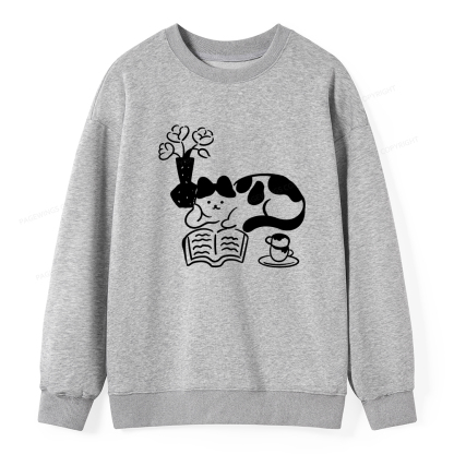 Pagewings The Cat Who Loves Reading Unisex Classic Sweatshirt